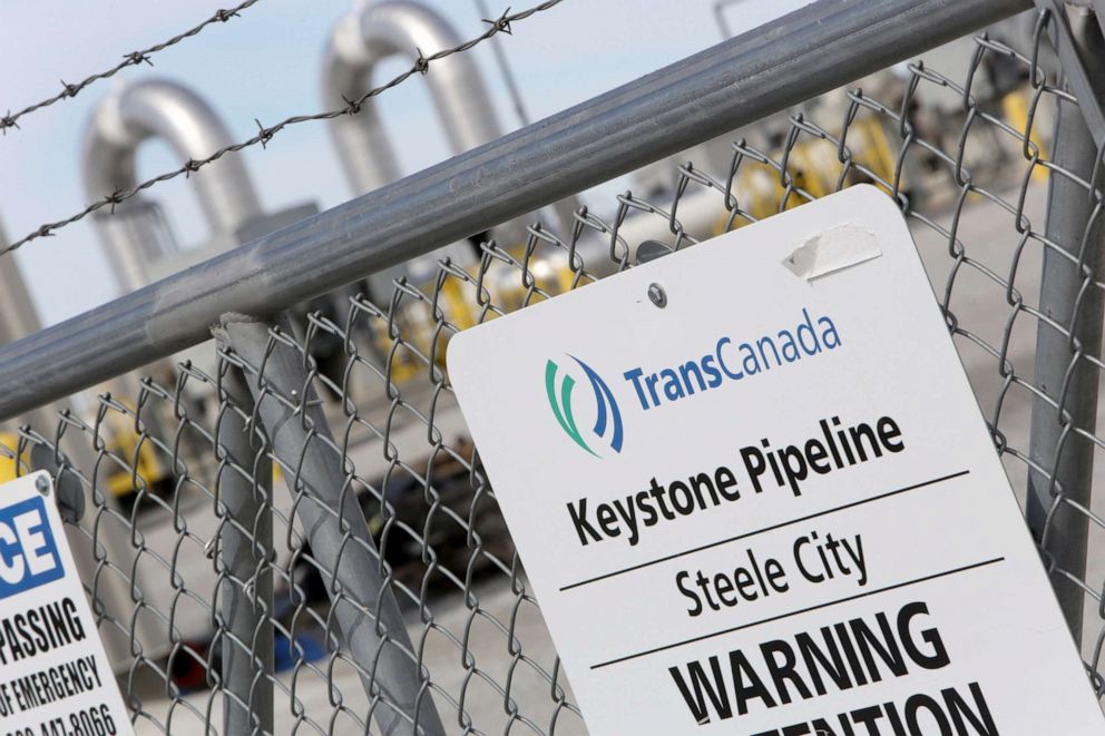 PHOTO: A TransCanada Keystone Pipeline Pump Station is operating outside of Steele City, Nebraska, on March 10, 2014.