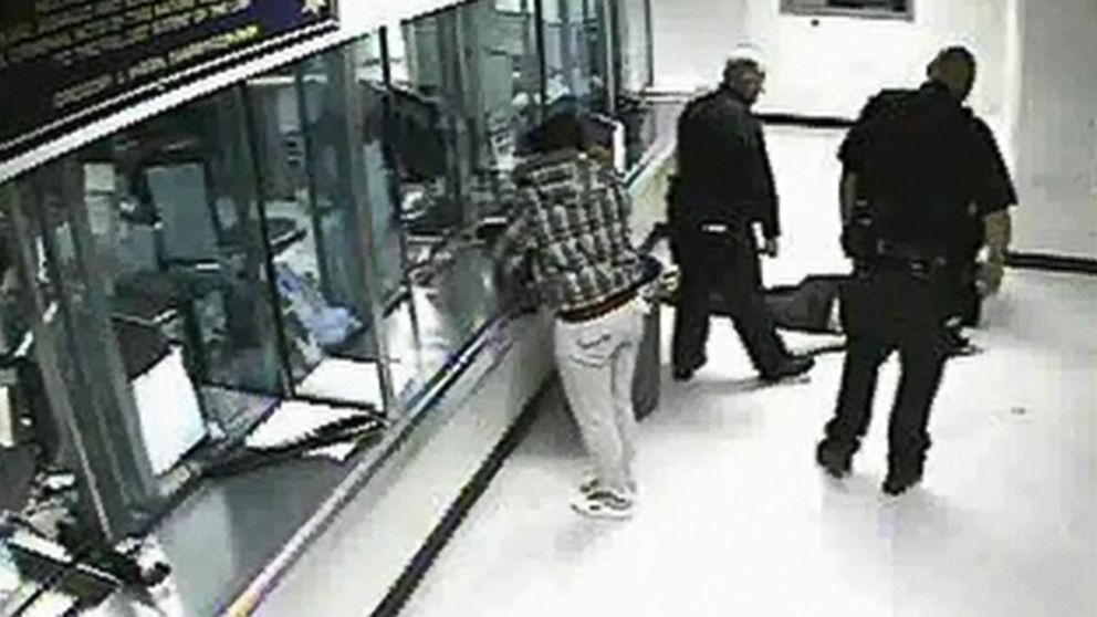 PHOTO: Footage from inside the Santa Rita jail shows Sheehan, then 27, unconscious on the floor. 