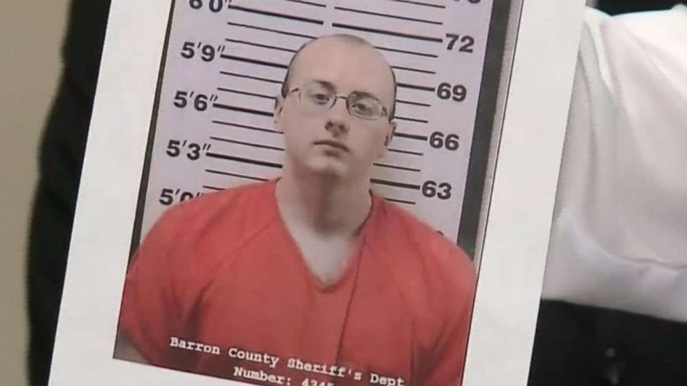 PHOTO: Barron County Sheriff Chris Fitzgerald holds a booking photo of the suspect in the kidnapping of Jayme Closs, that he identified as Jake Thomas Patterson, during a press conference in Barron, Wis., Jan. 11, 2019.