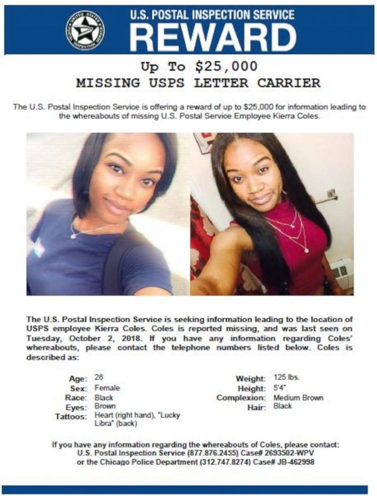 PHOTO: A Missing Persons poster for Kierra Coles, which has not been seen in Chicago since October 2, 2018.