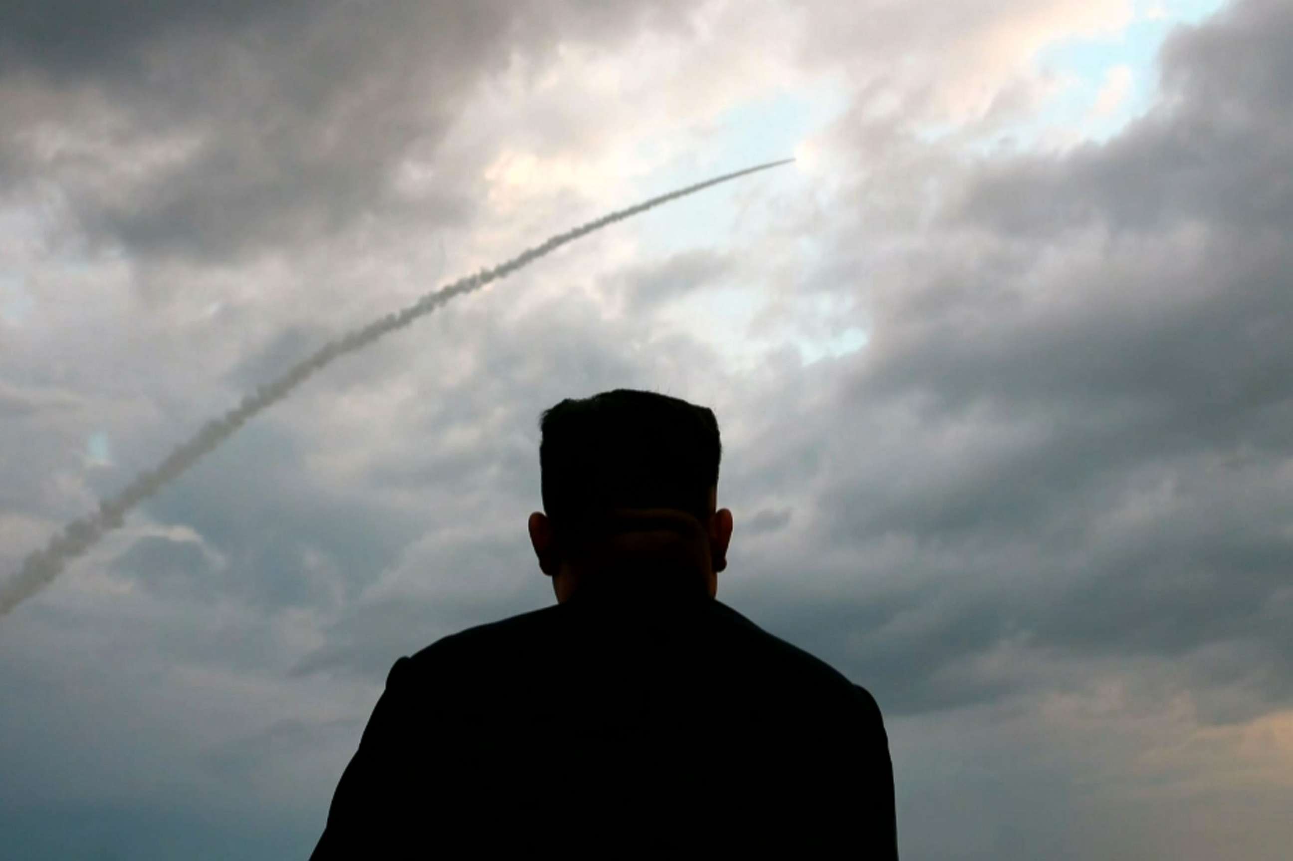 PHOTO: This screen grab image taken from North Korean broadcaster KCTV on Aug. 1, 2019, shows North Korean leader Kim Jong Un watching the launch of a ballistic missile at an unknown location in North Korea early on July 31.