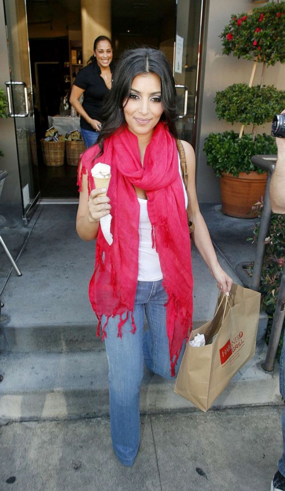 PHOTO:  Kim Kardashian grabs an ice cream cone after shopping on trendy Robertson Boulevard  in Beverly Hills, Calif., July 31, 2008.