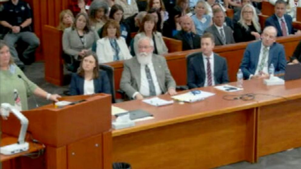 PHOTO: Kim Kernodle, aunt of Xana Kernodle, reads a victim impact statement during Bryan Kohberger's sentencing, July 23, 2025, in Boise, Idaho.