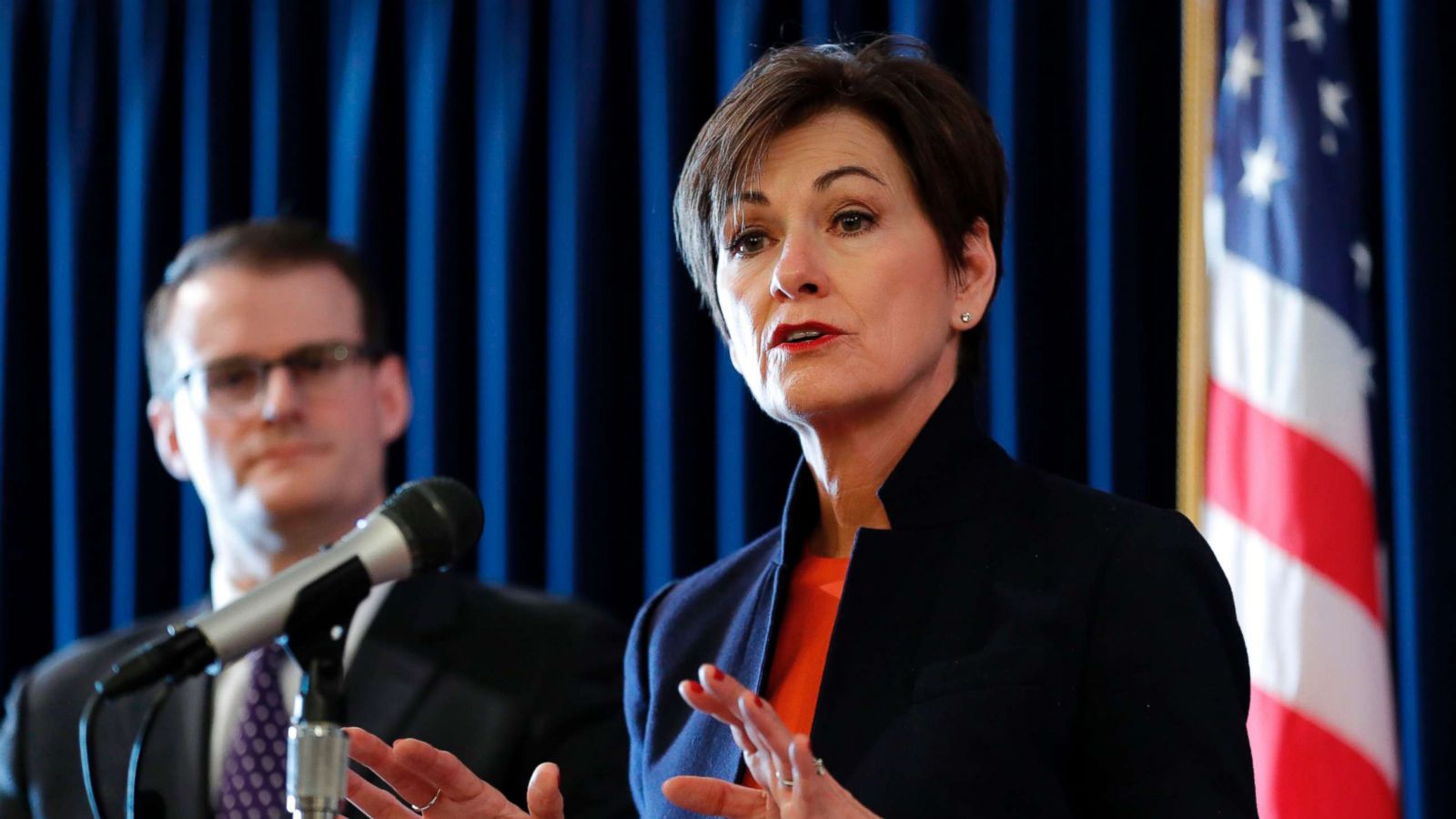 PHOTO: In this Jan. 8, 2018 file photo, Iowa Gov. Kim Reynolds speaks during a news conference.