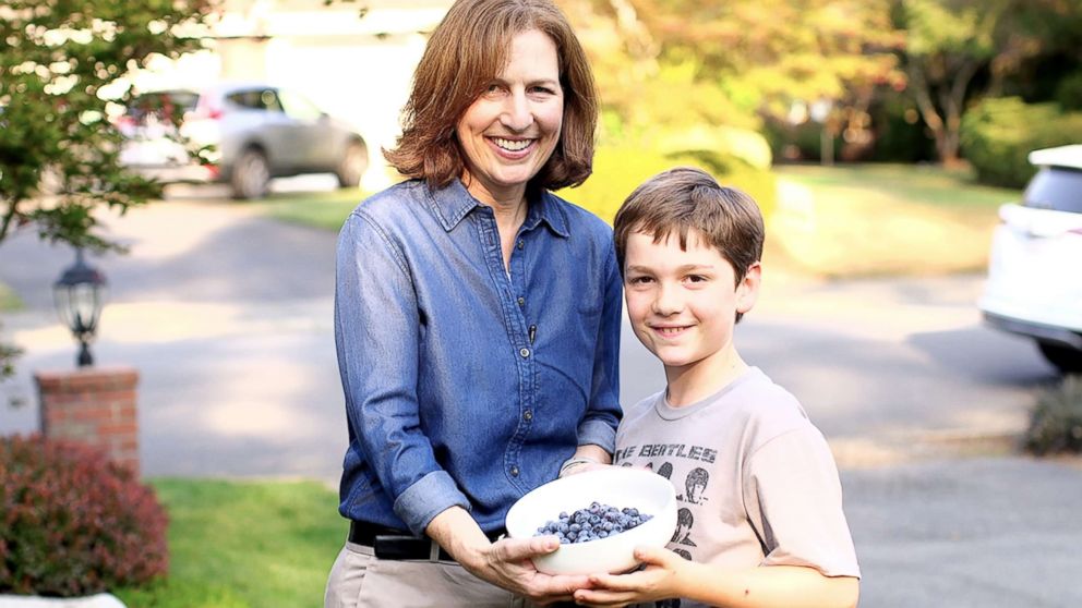 PHOTO: Dr. Kim Schrier with her son in Sammamish, Washington.