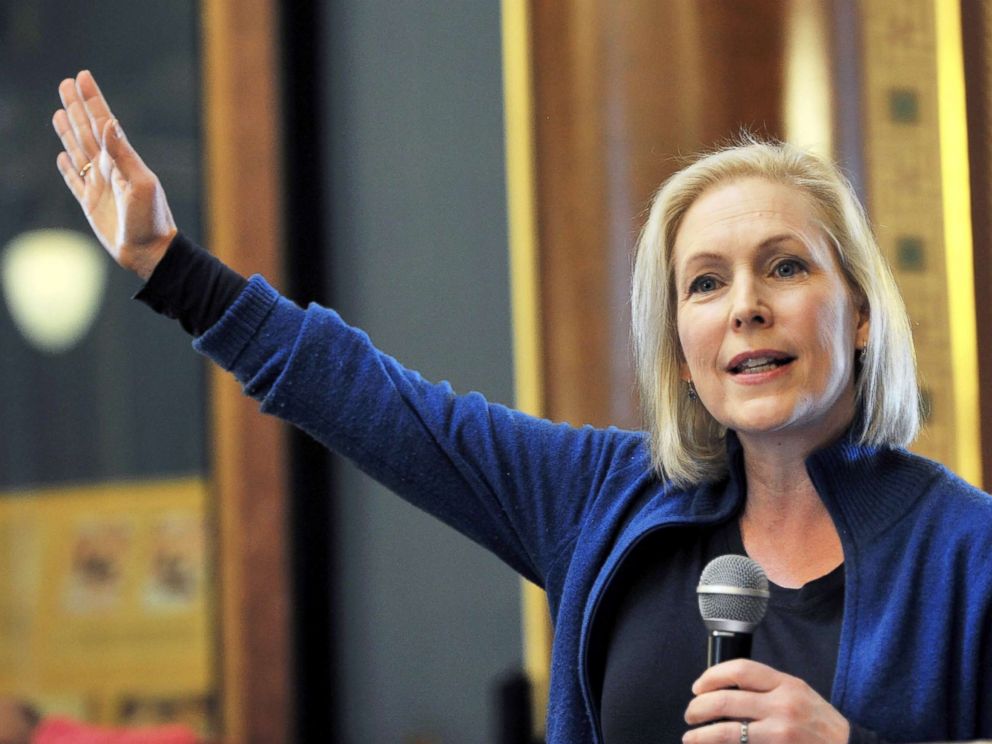 PHOTO: Sen. Kirsten Gillibrand speaks to a large crowd at the state capitol for the third annual Womens March on Jan. 19, 2019, in Des Moines, Iowa.