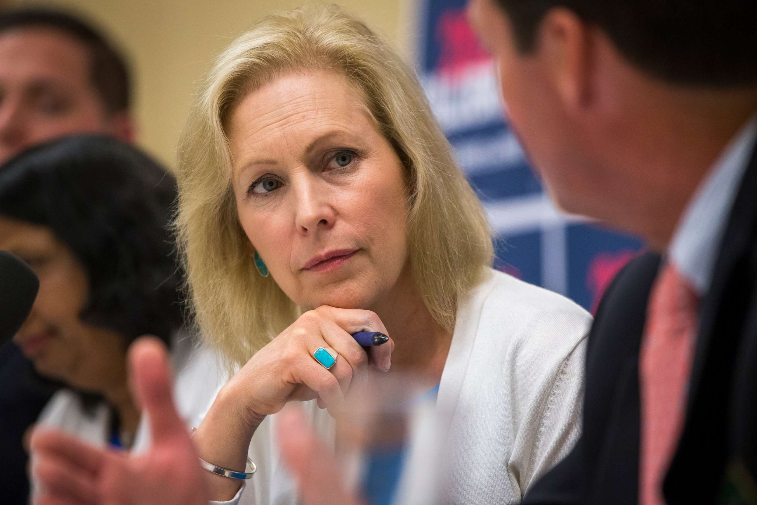 PHOTO: Sen. Kirsten Gillibrand participates in a mental health table discussion at Amoskeag Health in Manchester, N.H., on Aug. 20, 2019.