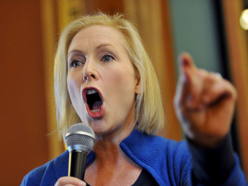 PHOTO: Sen. Kirsten Gillibrand speaks to a crowd at the state capitol for the third annual Womens March on Jan. 19, 2019, in Des Moines, Iowa.