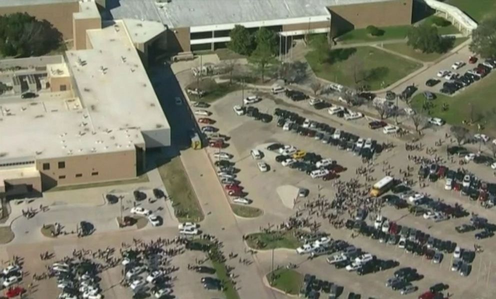 PHOTO: In this aerial of Klein Forest High School in Houston, TX., police are shown on the scene.