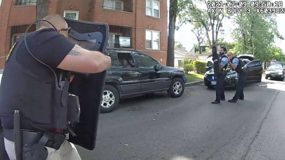 PHOTO: The Civilian Office of Police Accountability in Chicago released body-camera footage of a chaotic July 9, 2021, incident in which law enforcement officers fired dozens of shots killing an allegedly armed and wanted suspect barricaded inside an SUV.