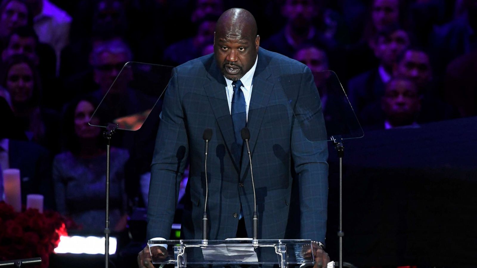 PHOTO: Shaquille O'Neal speaks during The Celebration of Life for Kobe & Gianna Bryant at Staples Center on Feb. 24, 2020, in Los Angeles.