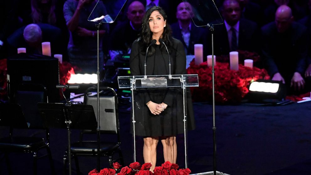 PHOTO: Vanessa Bryant speaks during The Celebration of Life for Kobe & Gianna Bryant at Staples Center on Feb. 24, 2020, in Los Angeles.