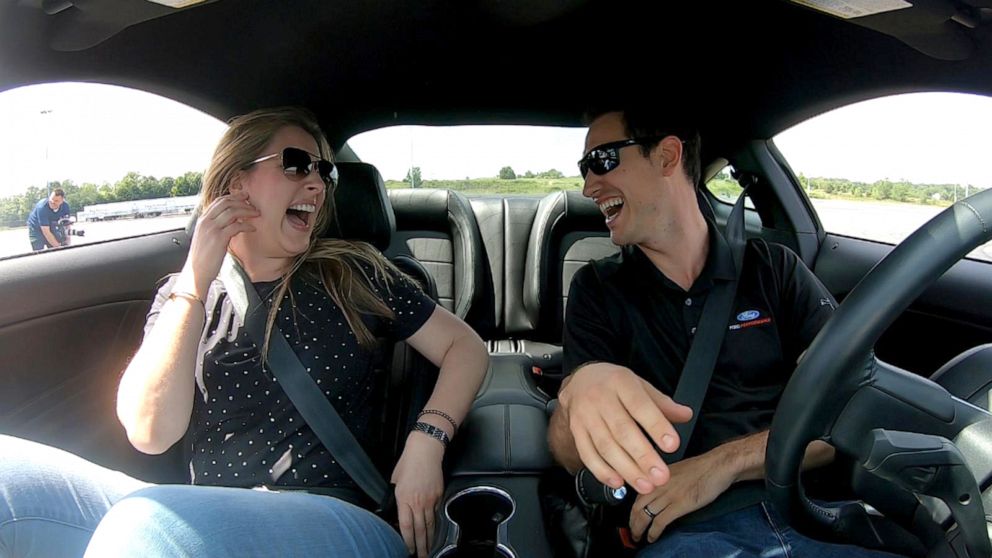 PHOTO: Reigning NASCAR champion Joey Logano taught ABC News' Morgan Korn how to drive stick in North Carolina, May 14, 2019.