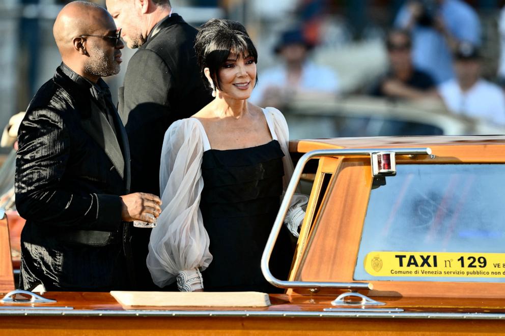 PHOTO: Corey Gamble and Kris Jenner leave the Gritti Palace Hotel on the wedding day of Amazon founder Jeff Bezos with Lauren Sanchez, in Venice, June 27, 2025.