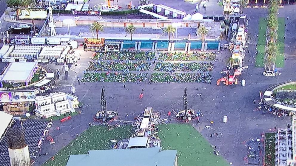 PHOTO: KTNV tweeted this image, Oct. 5, 2017 as their chopper flew over the scene of the Las Vegas festival site after Sunday's mass shooting.  
