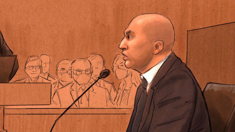 PHOTO: In this courtroom sketch, former Minneapolis Police Officer J. Alexander Kueng testifies during his trial in the killing of George Floyd in federal court in St. Paul, Minn., Feb. 16, 2022.
