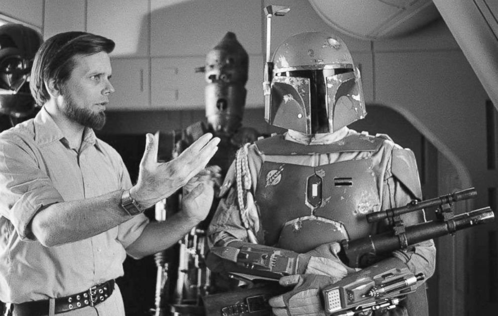 PHOTO: Producer Gary Kurtz on the set of "The Empire Strikes Back" with actor Jeremy Bulloch in costume as Boba Fett. 