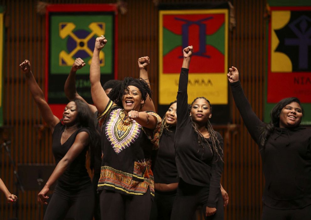 PHOTO: A Hip Hop & Jazz Fusion Dance group perform during We Win Institute's 20th annual celebration of Kwanzaa at the Ordway Center for the Performing Arts in St. Paul, Dec. 26th, 2016.