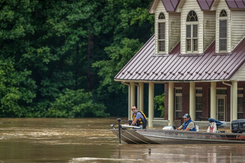 PHOTO: Homes are flooded by Lost Creek, Ky., July 28, 2022, after heavy rains caused flash flooding and mudslides in parts of central Appalachia.