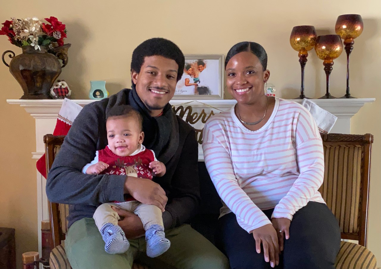 PHOTO: Kyaira White with her husband, Raymond White Sr., and son, Raymond White Jr., on Nov. 25, 2021.