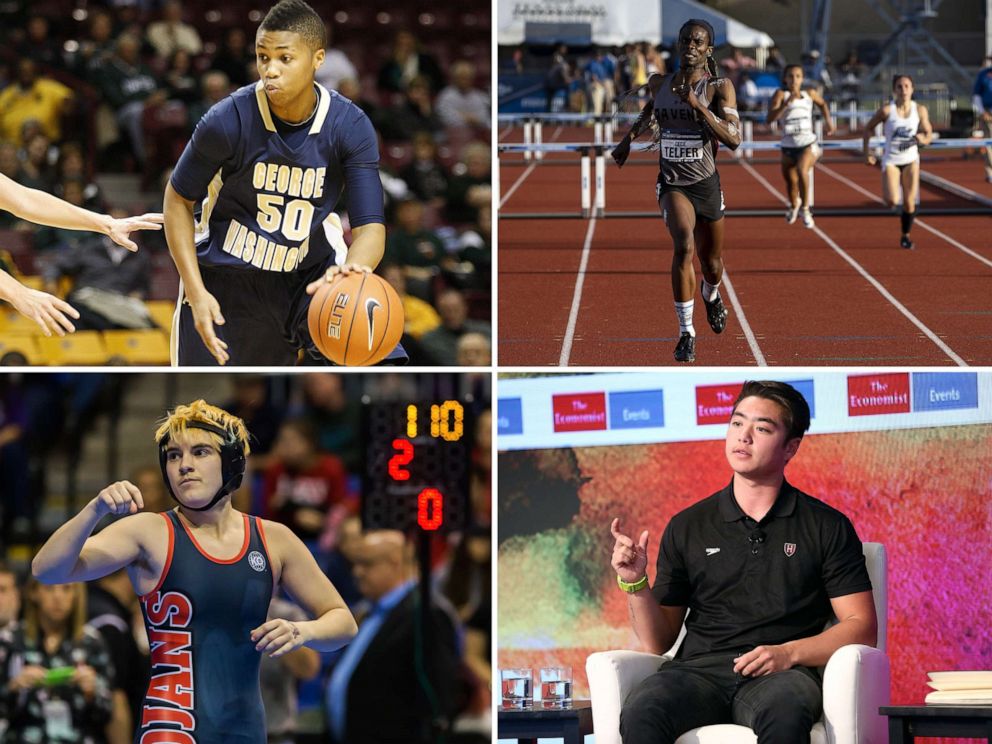 PHOTO: Clockwise from top left; Kye Allums, CeCe Telfer, Schuyler Bailar and Mack Beggs are spotlighted as "The View" celebrates Pride Month.