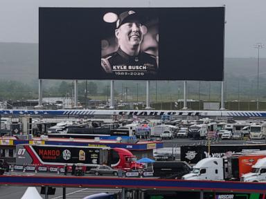 NASCAR champion Kyle Busch remembered with photo tribute at Charlotte Motor Speedway after his death at age 41.