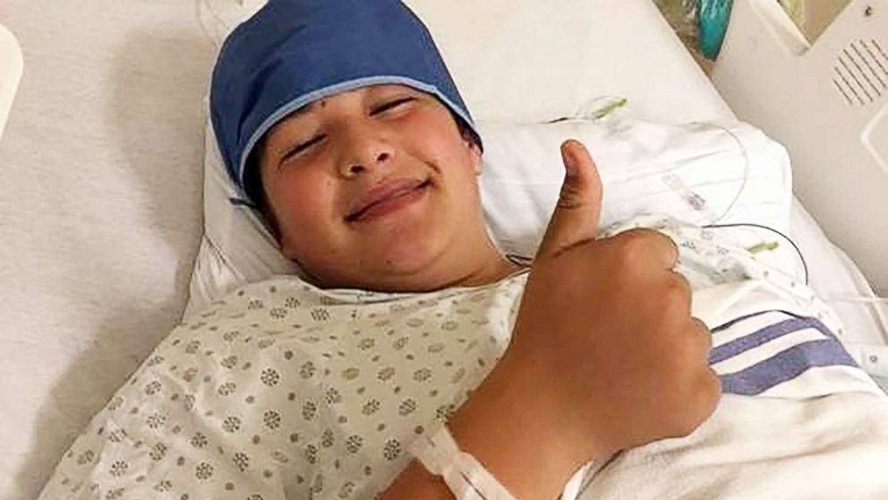 PHOTO: Kyle Laman, 15, recovers in hospital after being shot in the leg during the mass shooting at Stoneman Douglas High School on Feb. 14, 2018.