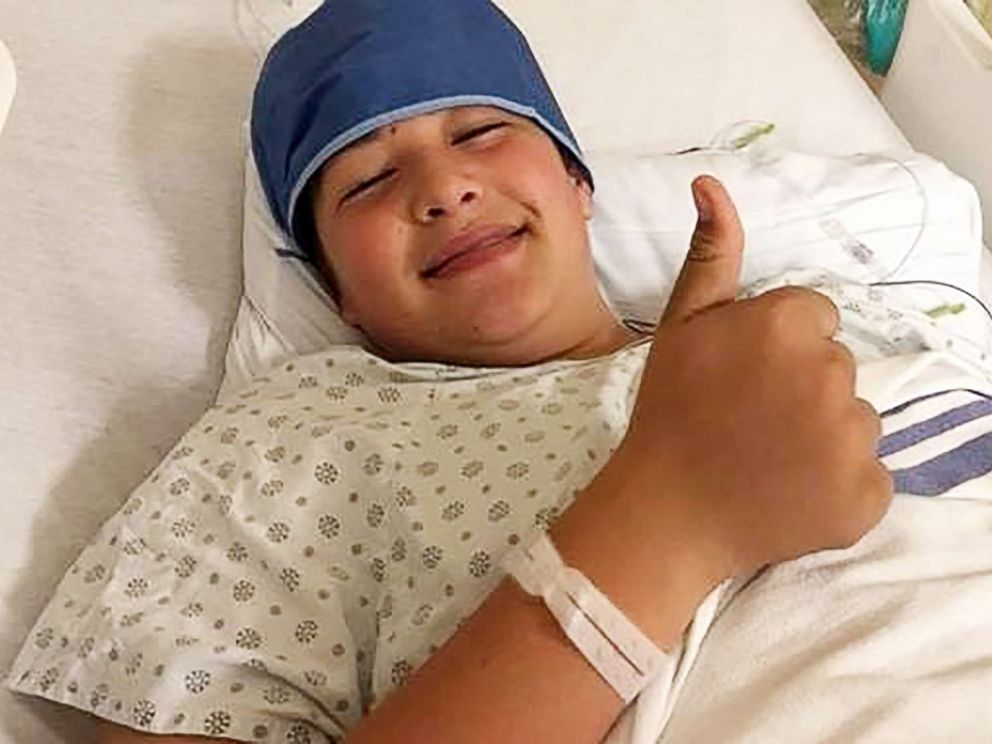 PHOTO: Kyle Laman, 15, recovers in hospital after being shot in the leg during the mass shooting at Stoneman Douglas High School on Feb. 14, 2018.