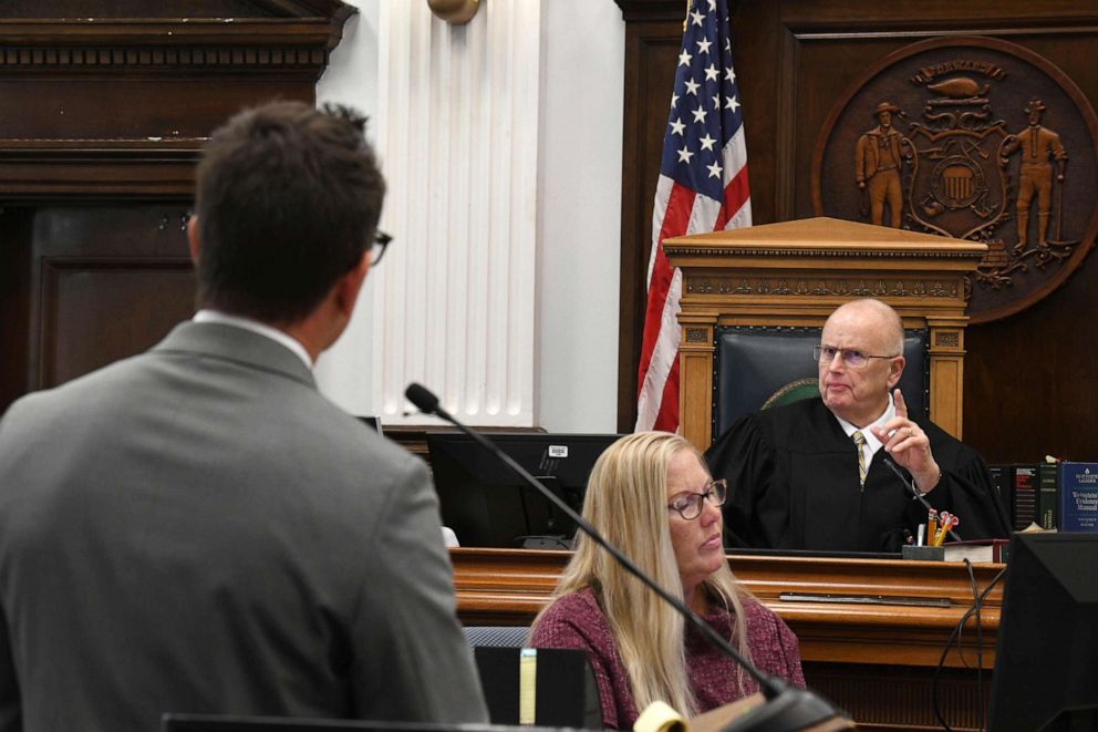 PHOTO: Assistant District Attorney Thomas Binger is admonished by Circuit Court Judge Bruce Schroeder during Kyle Rittenhouse's trial at the Kenosha County Courthouse in Kenosha, Wis., Nov. 10, 2021.