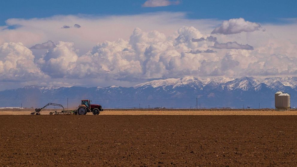 PHOTO: Kyler Brown's farm and ranch is in Colorado's San Luis Valley about 30 miles north of the New Mexico border.