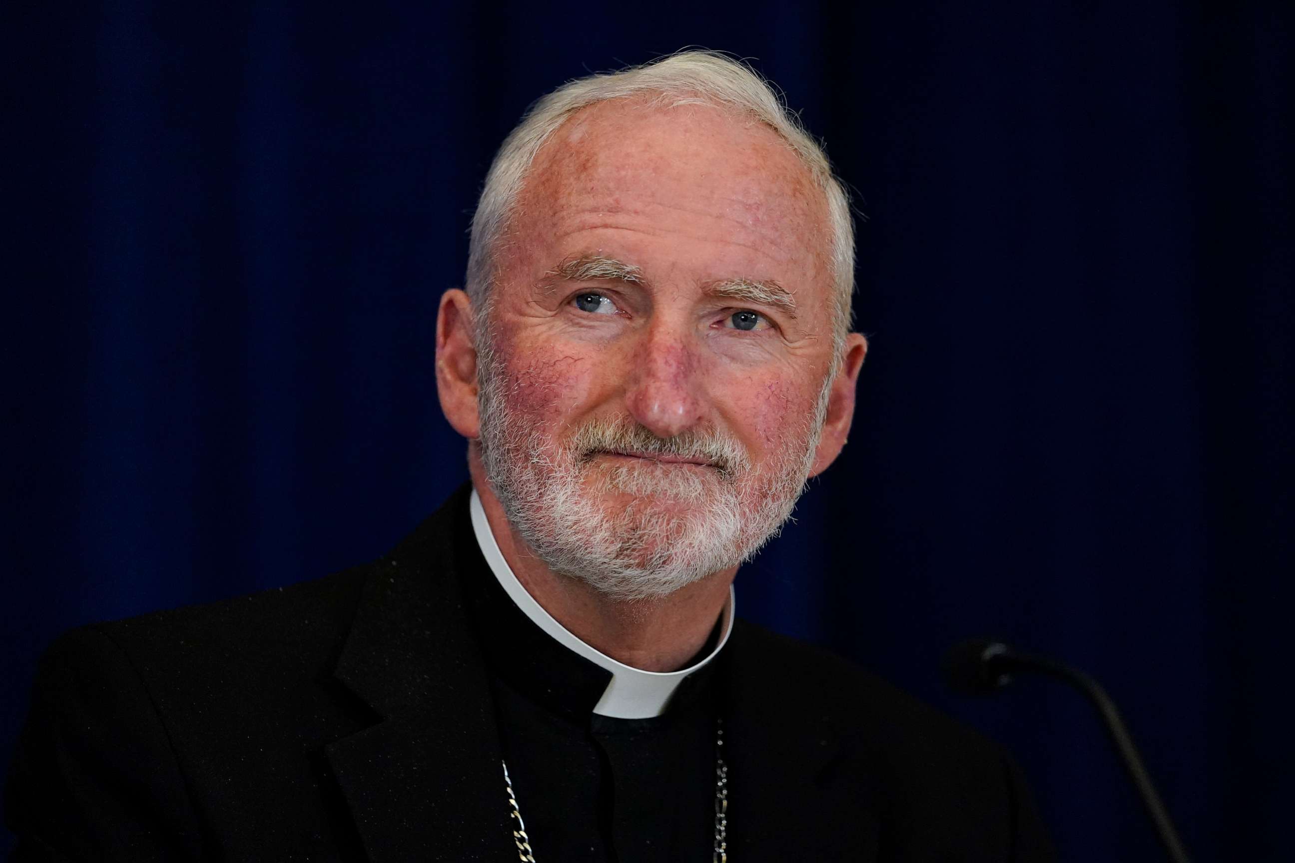 PHOTO: FILE -- Auxiliary Bishop David O'Connell, of the Archdiocese of Los Angeles, attends a news conference at the Fall General Assembly meeting of the United States Conference of Catholic Bishops, on Nov. 17, 2021, in Baltimore.