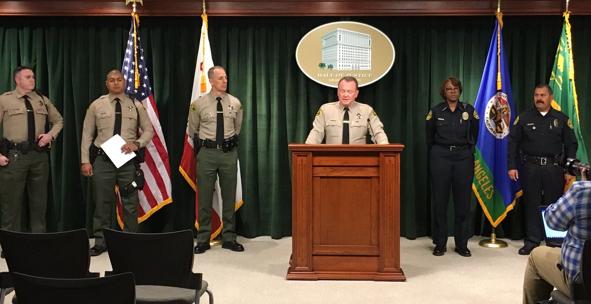 PHOTO: Sheriff Jim McDonnell holds a press conference, Feb. 21, 2018, to discuss a thwarted school shooting at El Camino High School in Whittier, Calif.