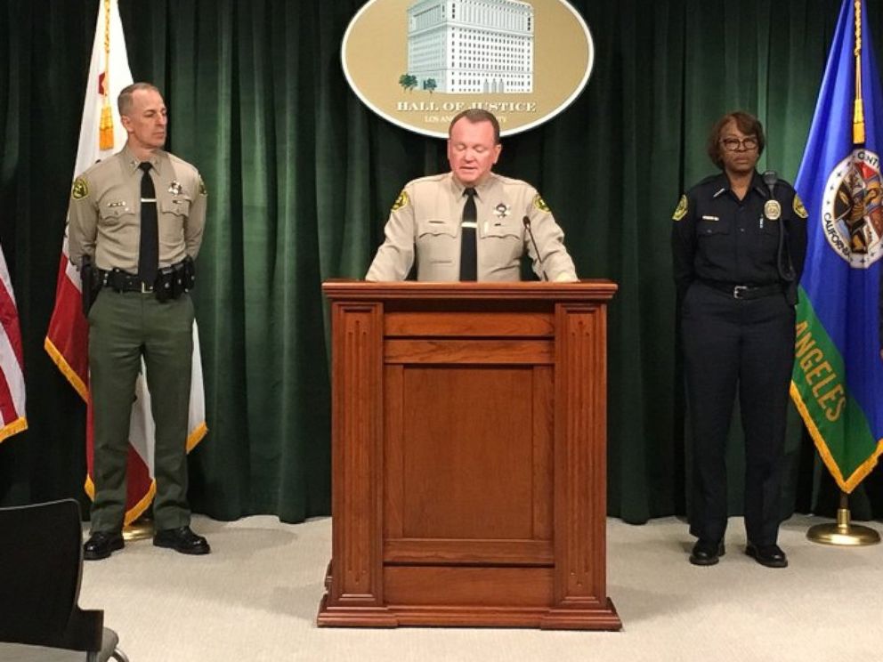 PHOTO: Sheriff Jim McDonnell holds a press conference, Feb. 21, 2018, to discuss a thwarted school shooting at El Camino High School in Whittier, Calif.