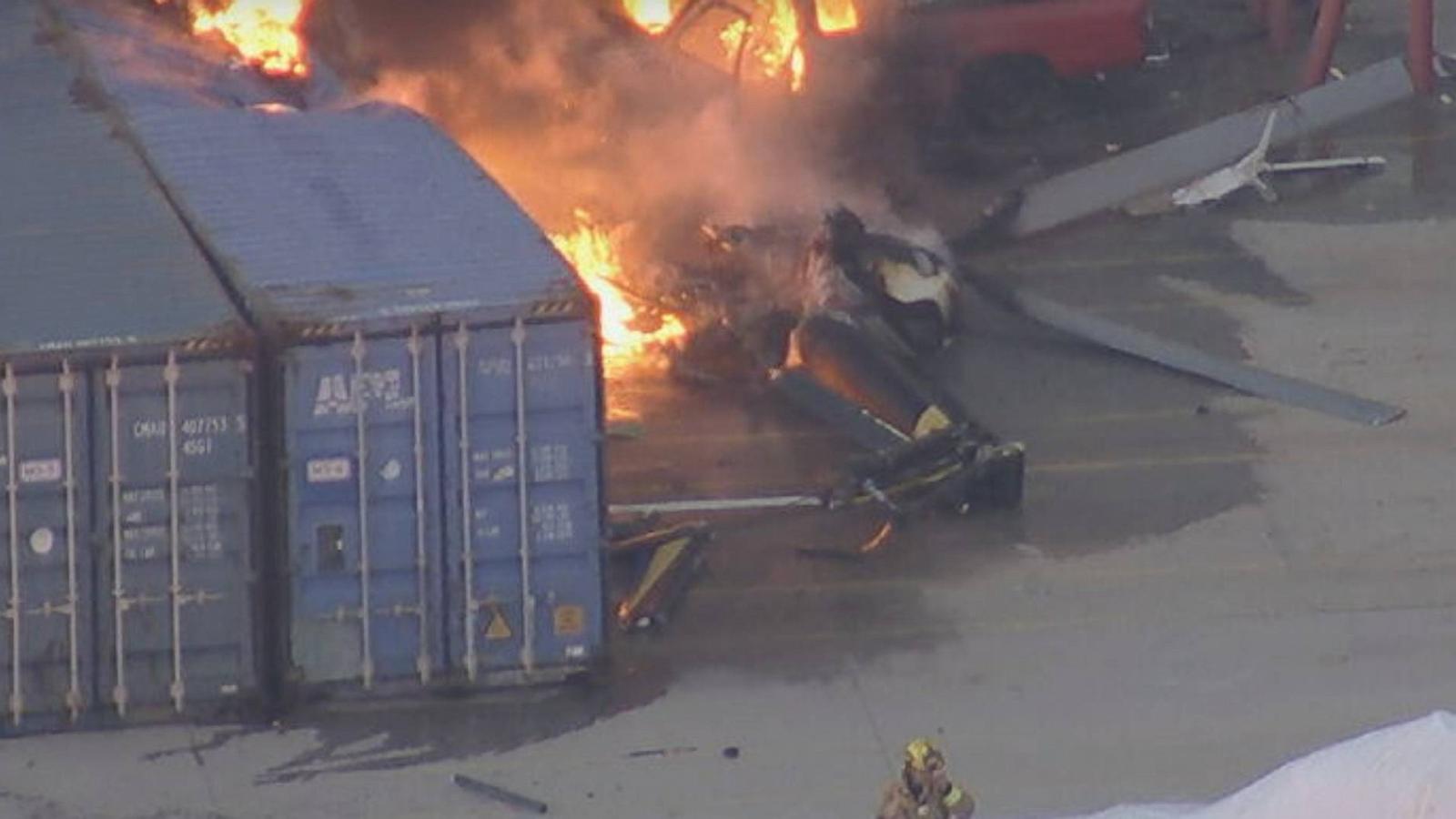 1 dead after helicopter crashes in LA near site of earlier fatal bus crash