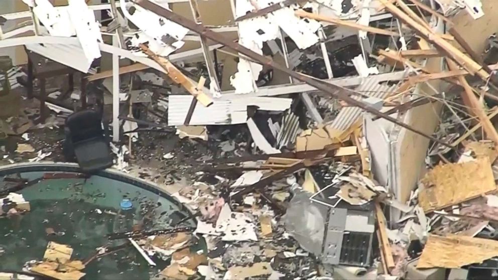 PHOTO: A close-up view of the scattered debris after a home exploded on Sept. 20, 2017, in western Los Angeles.