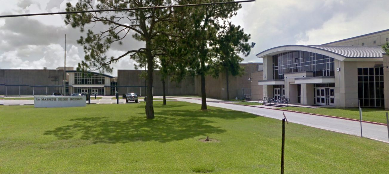 PHOTO: The entrance to La Marque High School in La Marque, Texas is pictured in a Google Street View image from June 2016.