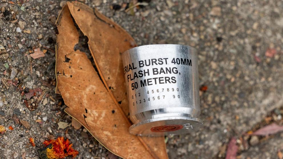 PHOTO: The 101 Freeway is reopened and littered with debris including a 40mm Flash Bang canister, after it was closed down Sunday by protesters in Los Angeles, June 9, 2025.