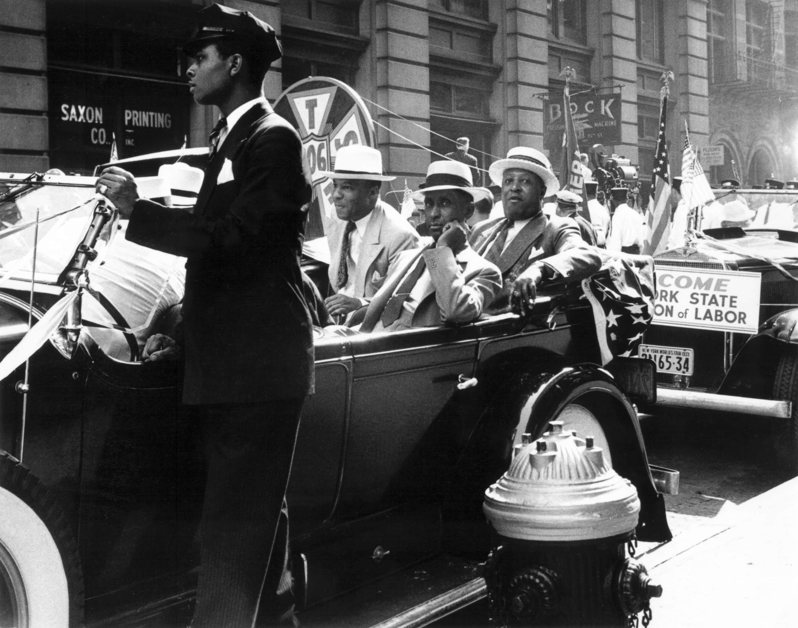 PHOTO: In this file photo Phillip Randolph and other officials of the Pullman Porter's and Conductor's Union in the 1939 Labor Day Parade in New York City.