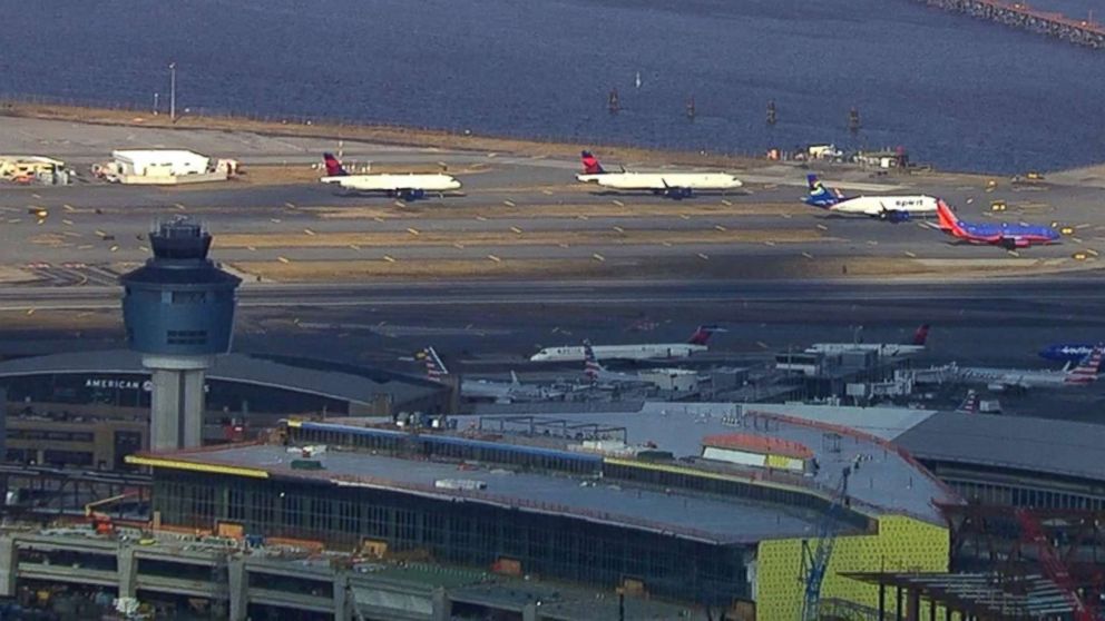 PHOTO: Planes sit on the tarmac at LaGuardia airport in New York, Jan. 25, 2019.