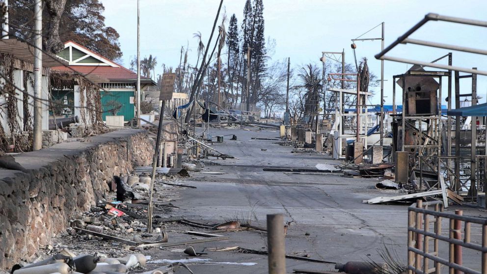 PHOTO: Burned debris is shown on Aug. 10, 2023, after wildfires devastated the historic town of Lahaina, Maui, Hawaii.