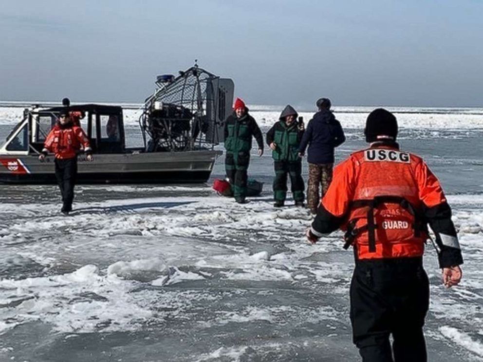 PHOTO: Forty-six ice fishermen were rescued by the US Coast Guard near Catawaba Island, Ohio, after stranding in the pack ice on Saturday, March 9, 2019.