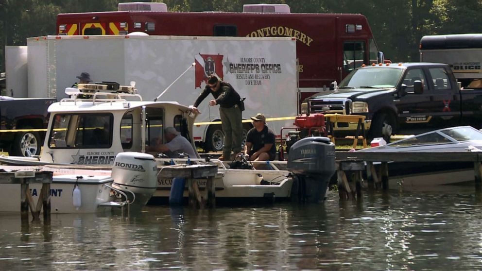 PHOTO: Police and boat rescue teams work at Lake Jordan in Alabama after reports that two people went missing after a boat crash late on July 4, 2019.