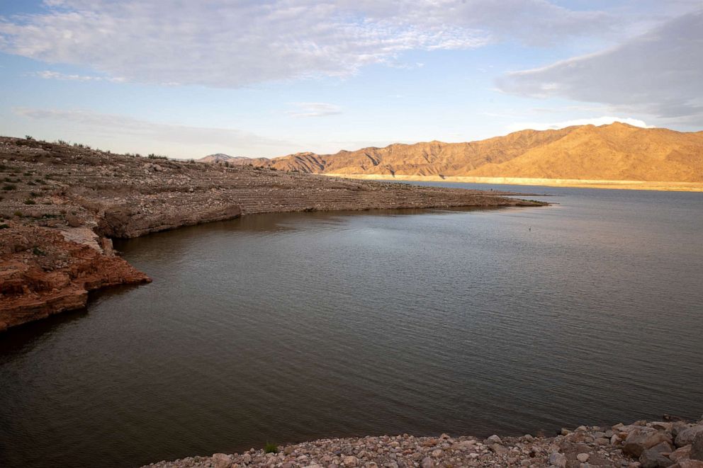 PHOTO: Water level dropped at Colorado River as seen during drought season, in South Cove of Arizona, August 24, 2022.
