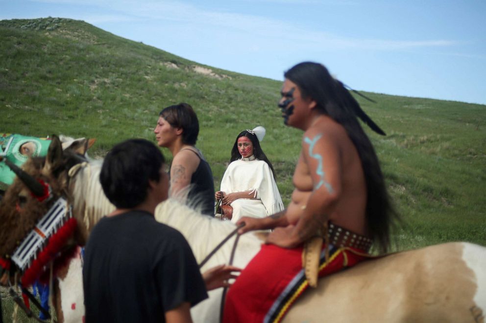PHOTO: Tribal members participate in Victory Day events on the Pine Ridge reservation in South Dakota, June 24, 2019. 