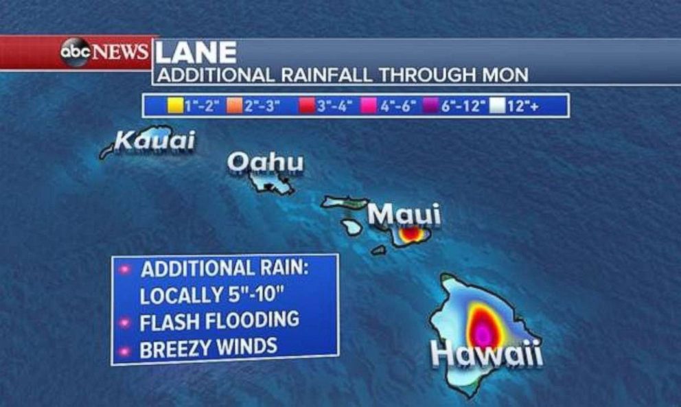 The Big Island and Maui can expect 3 to 5 inches more rain in spots through Monday.