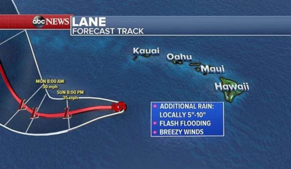 Lane's track will take it farther out into the Pacific Ocean over the next few days.