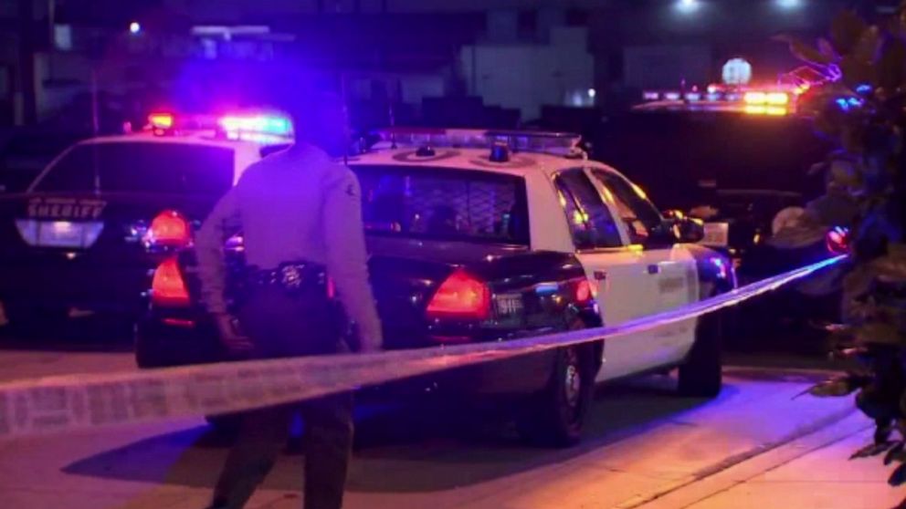 PHOTO: California authorities are searching for a suspect after an LAPD officer was shot in South Los Angeles Saturday night. One suspect was shot and injured by police.