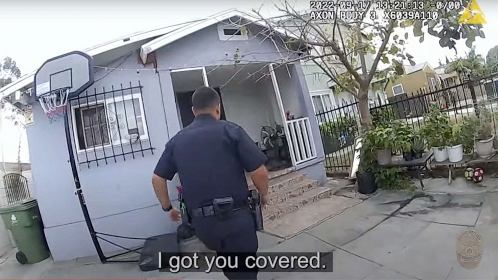 PHOTO: An LAPD officer seen in a body-camera video responding to what officials said was a domestic violence call on Sept. 17, 2022.