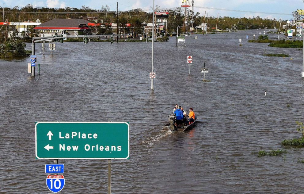PHOTO: Highway 51 is flooded after Hurricane Ida struck LaPlace, La., Aug. 30, 2021.