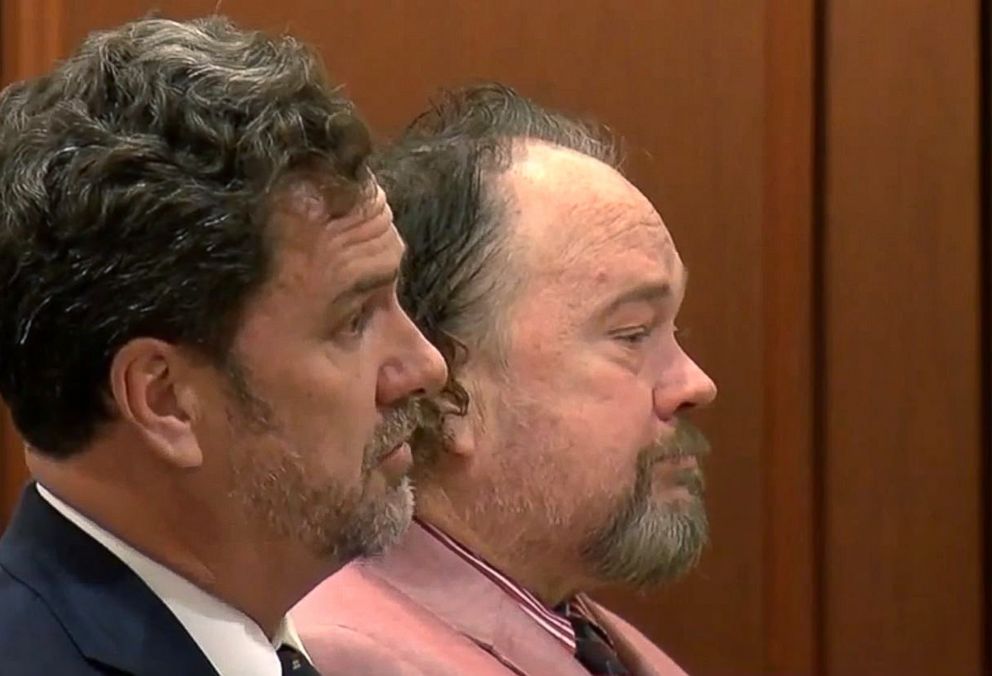 PHOTO: Former Detective Troy Allen Large, right, with his lawyer during a court appearance before his death in January 2018.